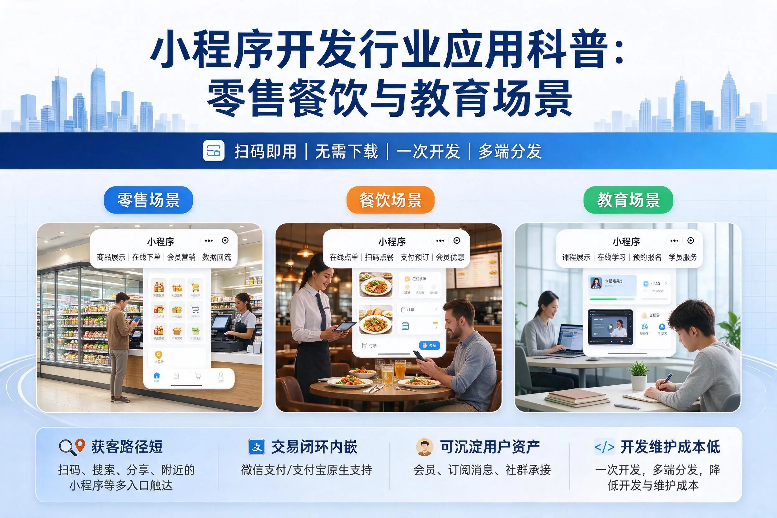 浙江小程序开发行业应用科普:零售餐饮与教育场景