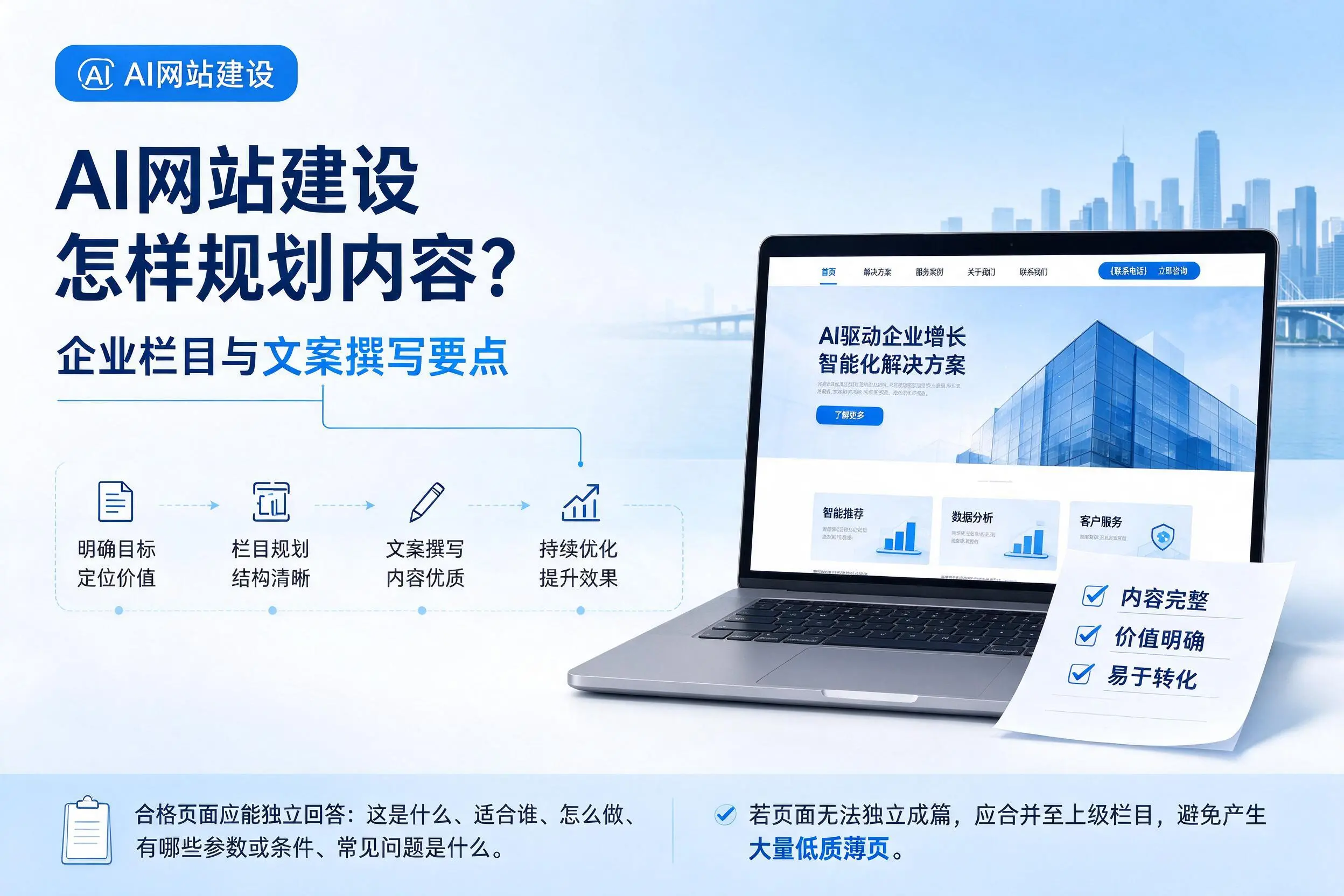 AI网站建设怎样规划内容？浙江企业栏目与文案撰写要点
